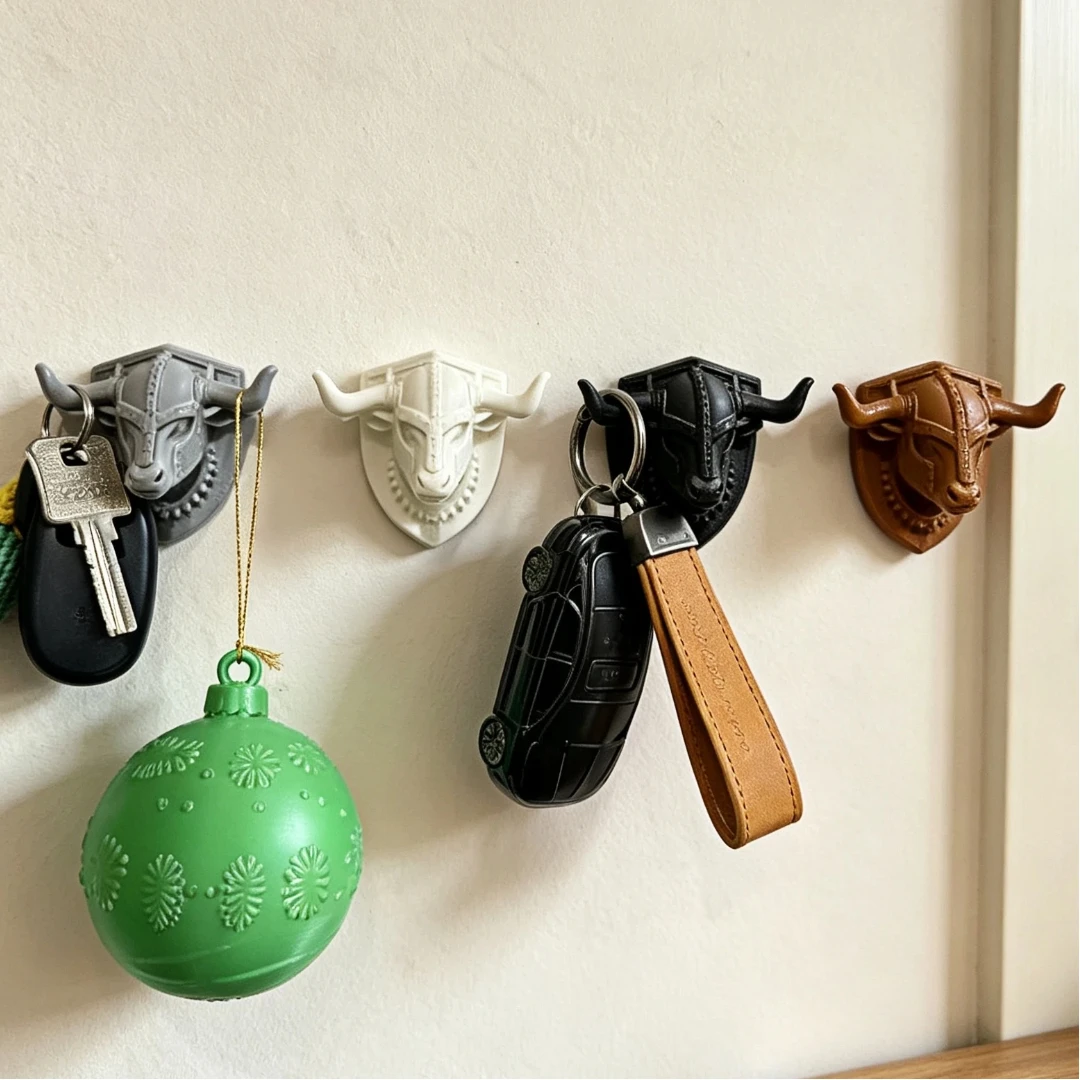 2pcs Medieval Knight Helmet Bull Head Shaped Key Hooks, Personalized Home Decor - Suitable for Entryway, Bedroom and Gaming Room