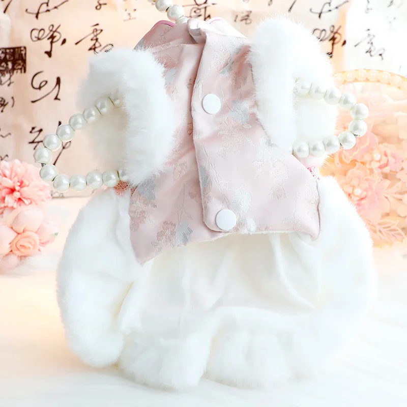 النمط الصيني الكلب معطف الشتاء الخريف الشتاء جديد سميكة لينة فستان الأميرة للكلاب الصغيرة Schnauzer Bichon الملابس #6