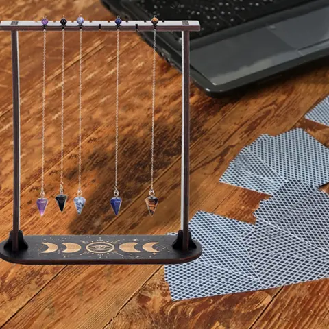 Wooden Pendulum Display Stand Dowsing Pendulum Display Stand Wood Wiccan Crystal Holder Witchcraft Gift Organizer Crystal Pendan