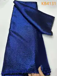 Tela de encaje de tul de Organza para vestidos de novia, tejido africano de Jacquard sólido, azul real, alta calidad, bordado, 2024, KB4131