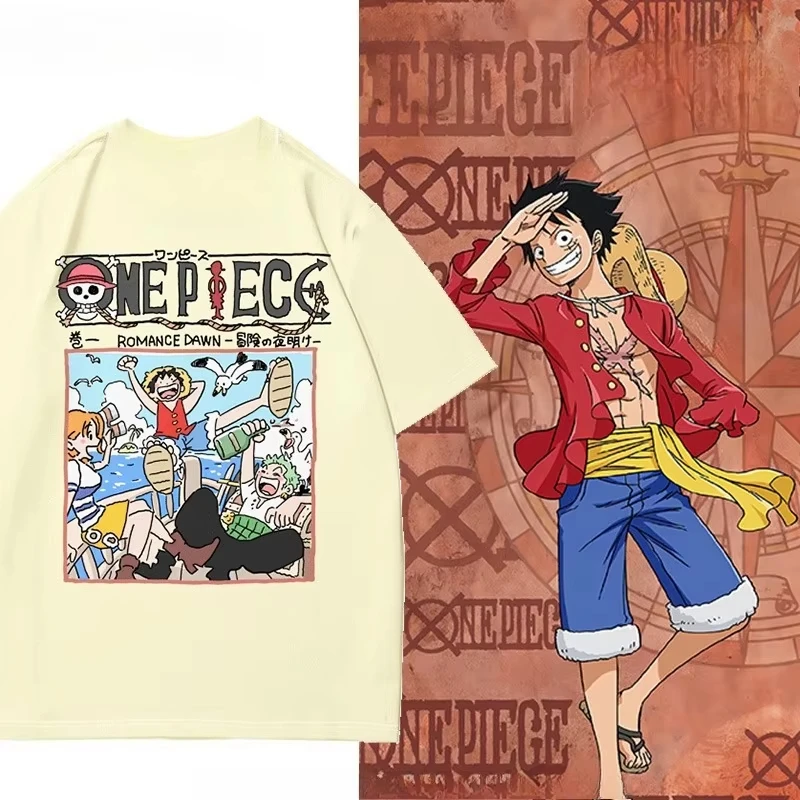 Sommer One Piece Anime Merchandise Herren T-Shirts Y2k Kleidung Übergroße Baumwolle Damen Kurzarm Grafik-T-Shirt Top Harajuku