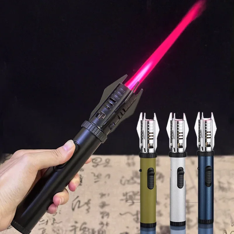 

Зажигалка для фонаря Planet Lightsaber – 360° ° Ветрозащитная металлическая бутановая газовая зажигалка для барбекю, сварки и энтузиастов сигар