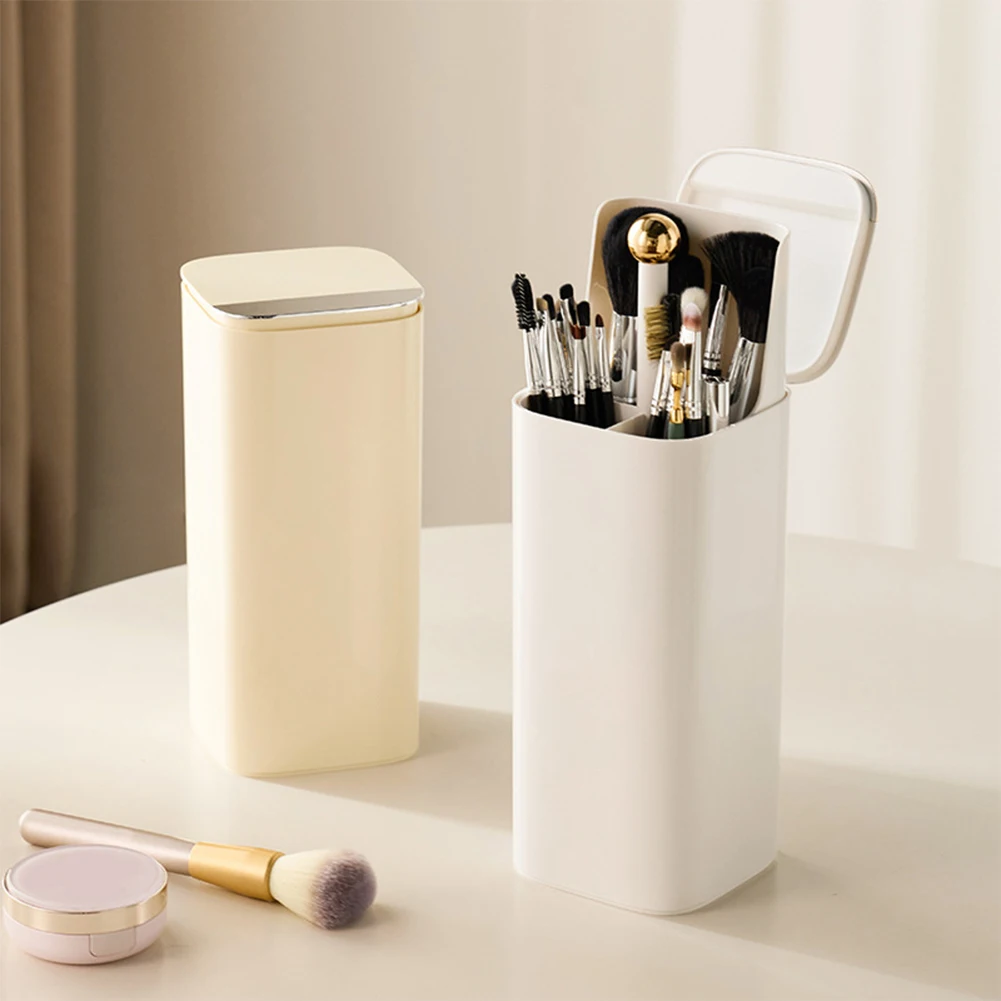 Automatic Lifting Makeup Brush Holder Waterproof Makeup Brushes Organizer Lipstick Eyebrow Pen Holder for Bathroom Countertop