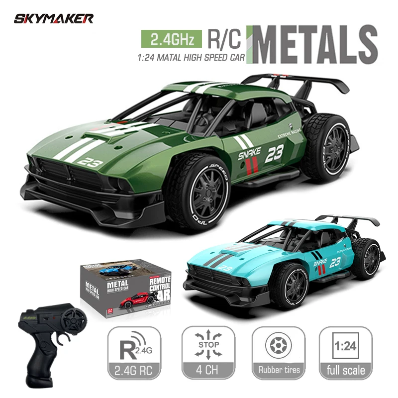 Sulong Metal RC Car Toys 1/24 2.4G High Speed Remote Control Mini Scale Model Vehicle Electric Metal RC Car Toys for Boys Gift