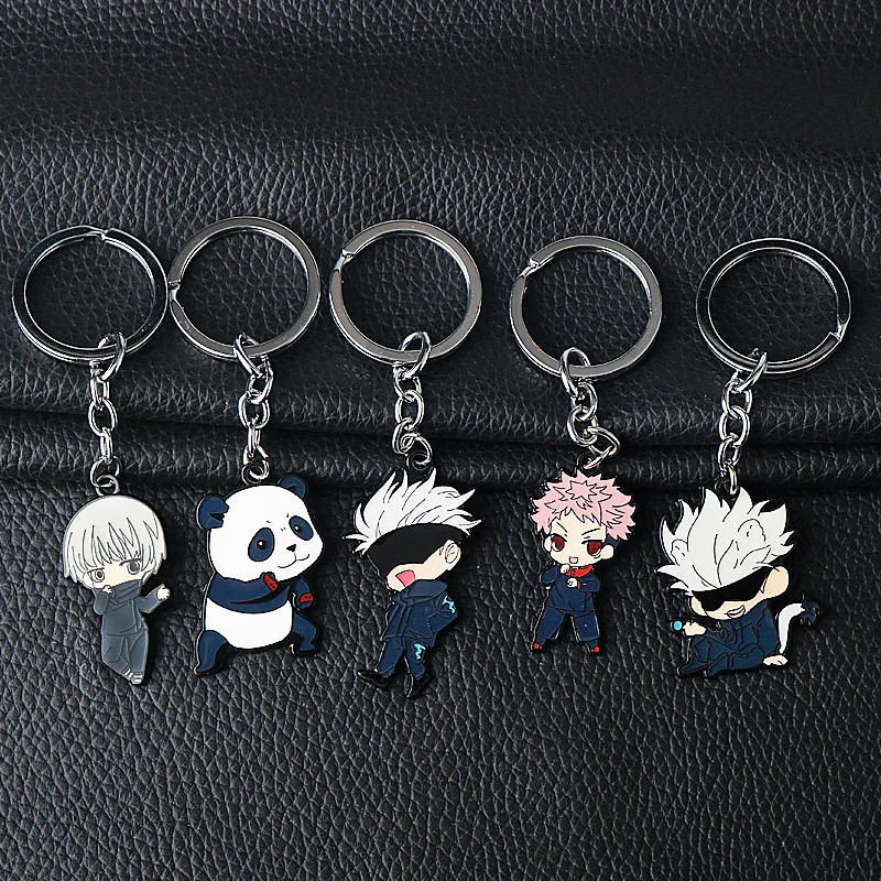 anime KeyChain Metal Cartoon Figure Yuji Gojo satoru Key Chains Holder KeyRing llaveros Jewelry Gifts 10PCS/Lot