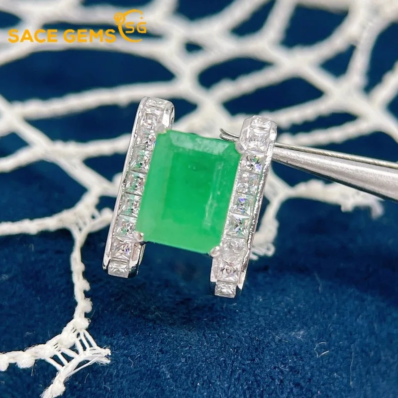 

SACE GEMS S925 стерлингового серебра сертифицированное 6*8 мм натуральный изумруд кулон ожерелья для женщин помолвка коктейльная вечеринка ювелирные украшения