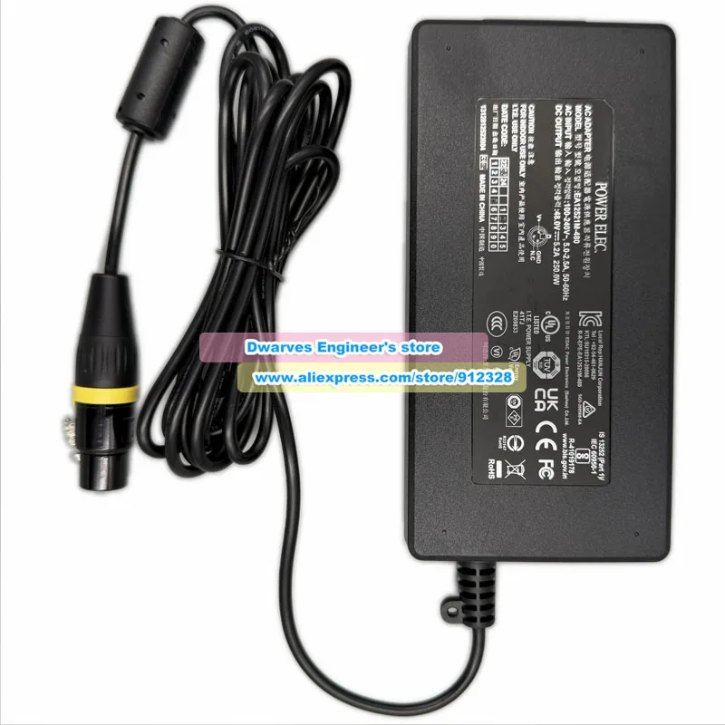 EA12521M-480 AC Adapter Genuine EDAC 48V 5.2A 250W for Amaran 200D/200X/200XS/150C/F21C/F22X LA200Bi  LED Driver Power Supply