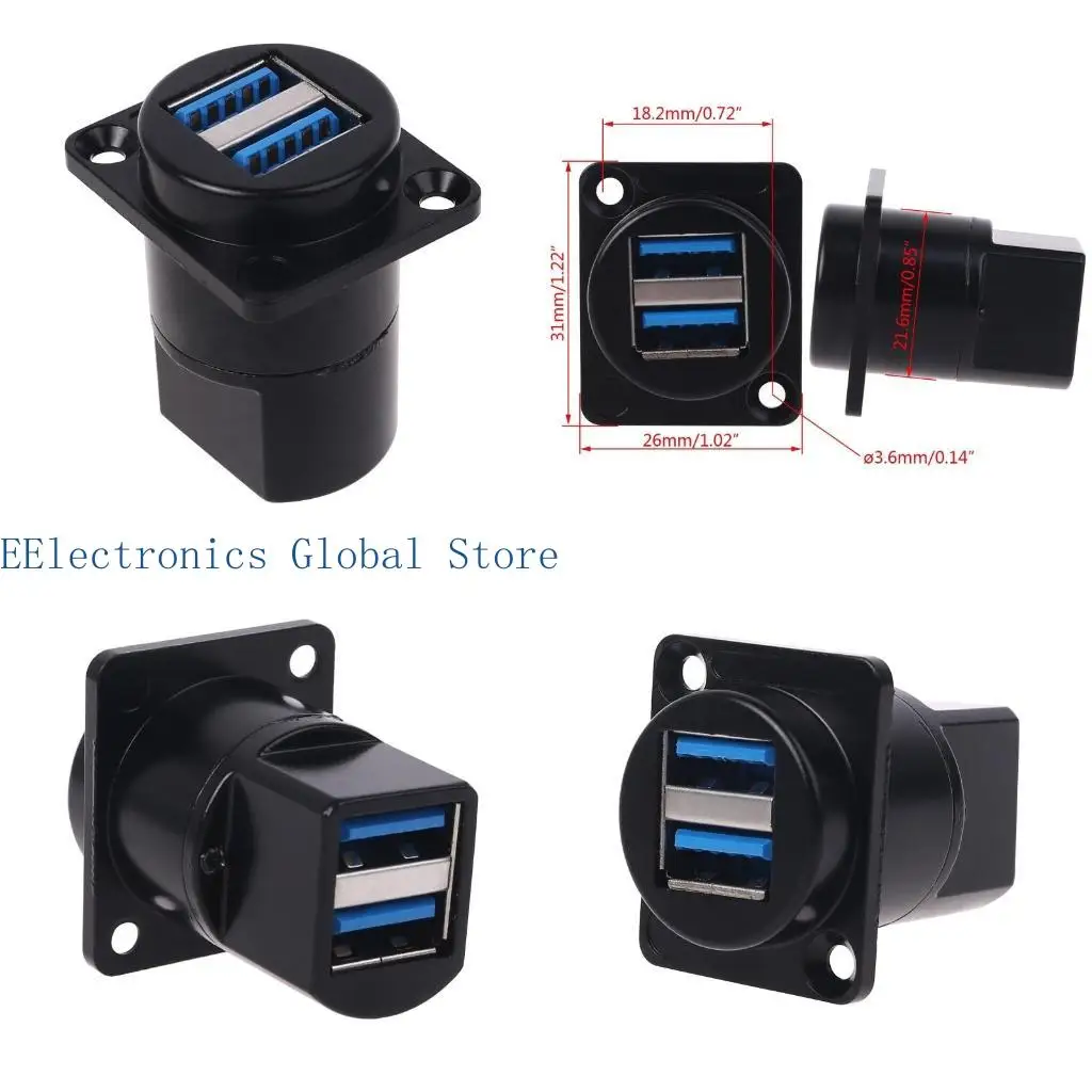 

462B Type D Usb-3.0 Female Socket Data Transmission Pass-through Weld-through Extended Duplex Butt Fixed Usb2.0 Socket Module