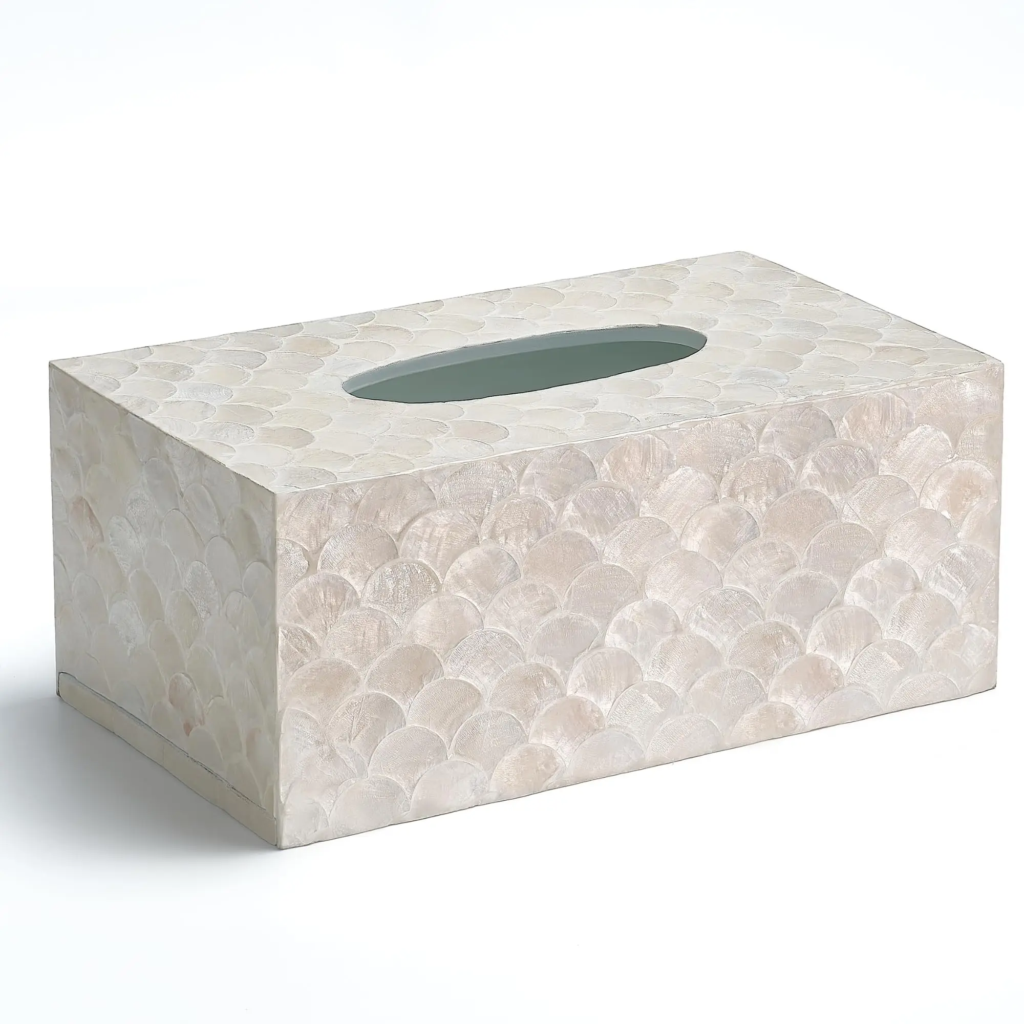 

Rectangular Capiz Shell Tissue Box Cover Decorative Mother Of Pearl Inlay For Bedroom Bathroom Kitchen Office