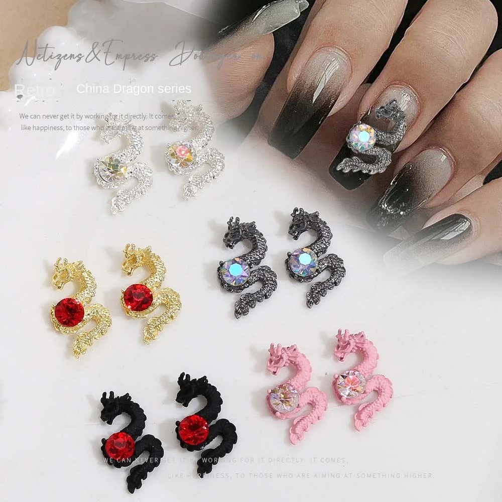 3 stks/set Metalen Nail Art Boren Draak Nageldecoraties Legering Nagel Charmes Nagel Sieraden Draak Nagel Accessoires Grote Maat