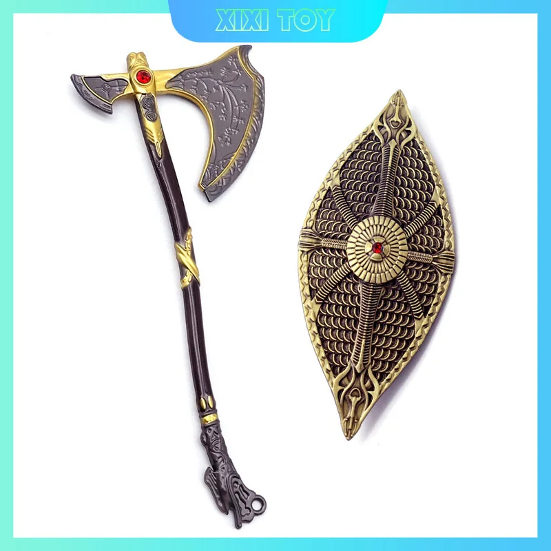 New Game God Of War 5 Ragnarok Kratos Keychain Axe And Shield Keyring Men Women Popular Vintage Game Souvenir Accessories Gift