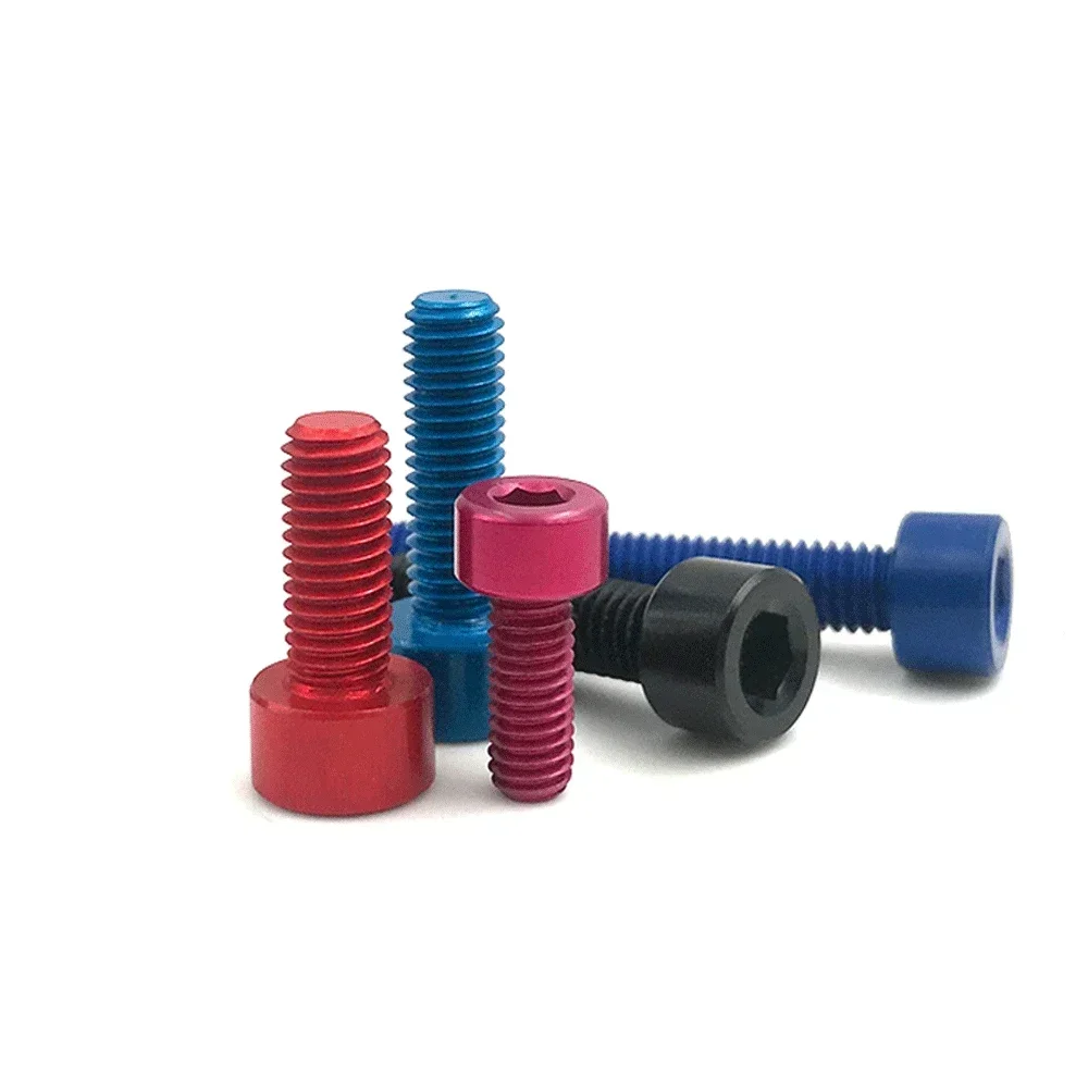 Red Blue Black M4 M5 M6 7075 Aluminum Alloy Cap Head Screw Bolts Hex Socket for Model Aircraft Car DIY