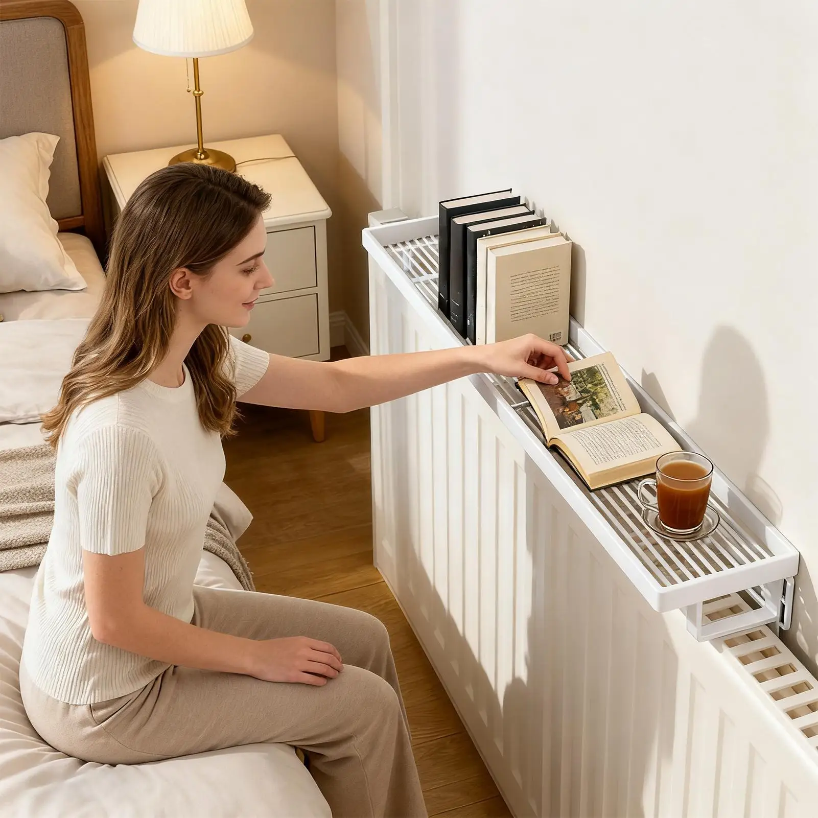 Radiator Topper Shelf Iron Organizer No Drill Heat-resistant Radiator Top Cover For Hotel Dorm Apartment Bedroom Living Room