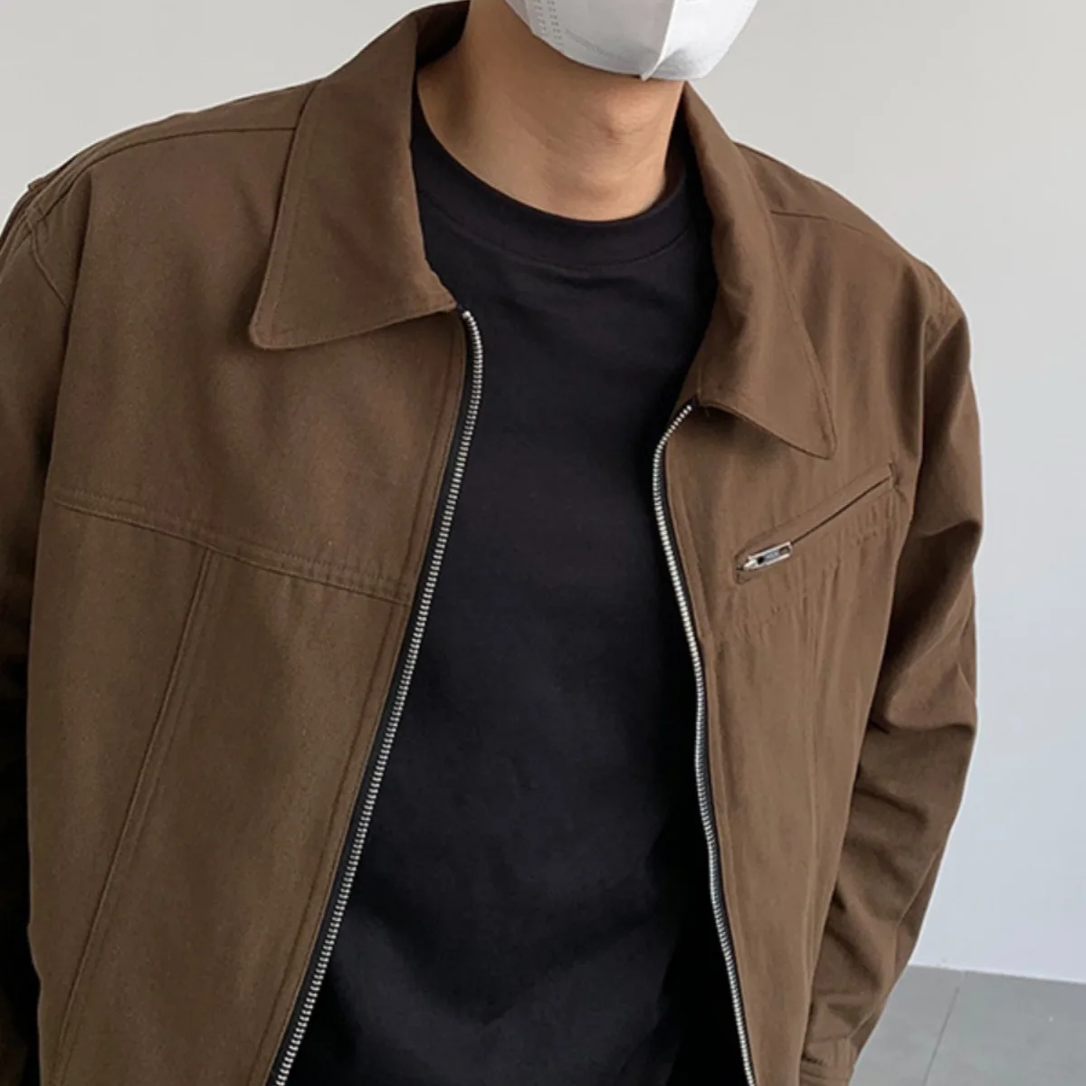 남성용 워터 워싱 레트로 재킷, 용수철 및 가을 재킷, 하이 스트리트 레트로 블랙 캐주얼 탑, 신상