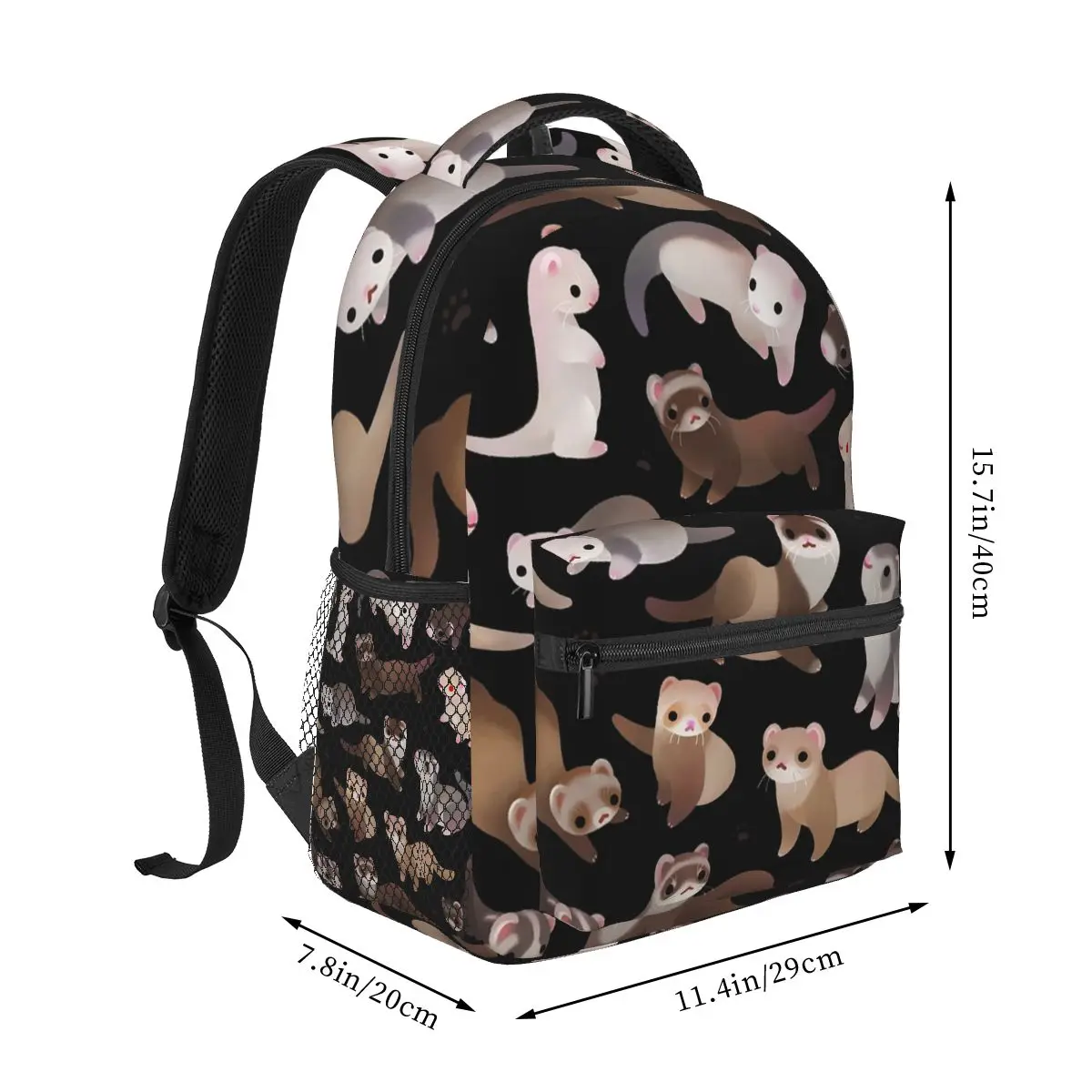 Ferret - Dark Backpacks Boys Girls Bookbag Children School Bags Cartoon Travel Rucksack Shoulder Bag Large Capacity