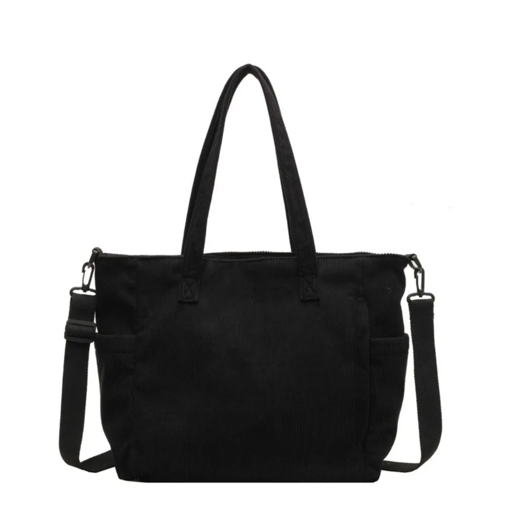 새로운 코듀로이 여성 토트 백 멀티 포켓 조절 가능한 스트랩 숄더 백 지퍼 캐주얼 크로스 바디 백 가을 겨울 가방