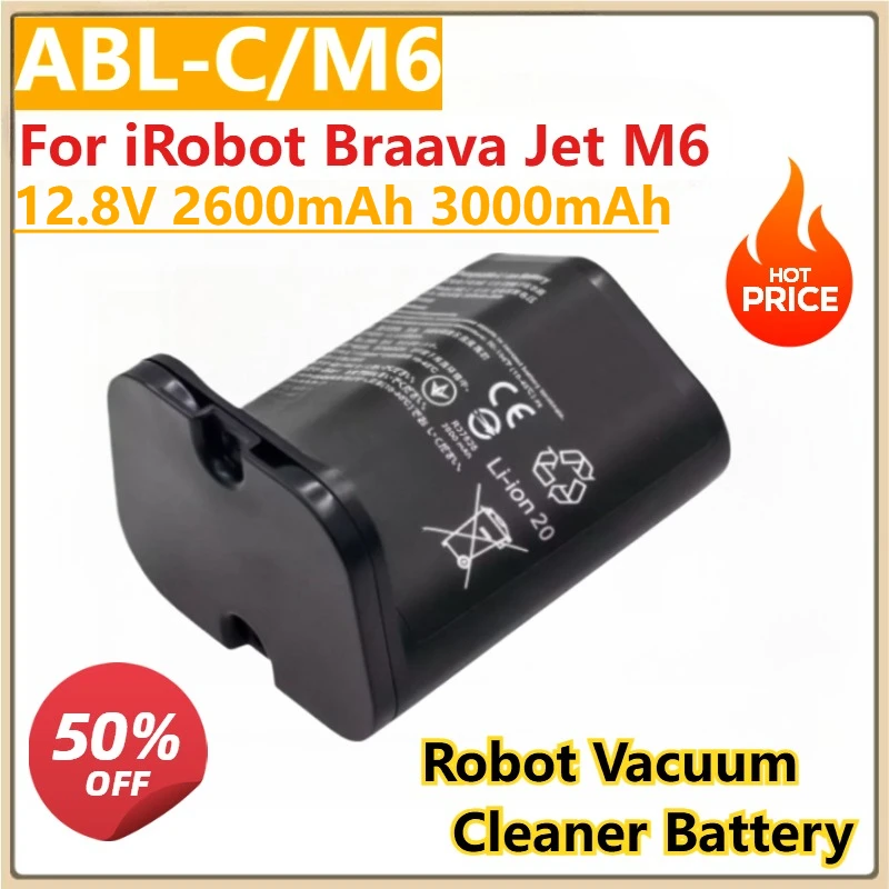 

For iRobot Braava Jet M6 12.8V 2600mAh 3000mAh ABL-C/M6 Rechargeable Li-ion Battery Pack Ultimate Robot Mop model