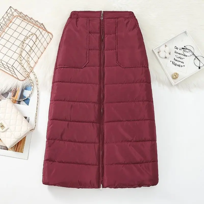 

Внешняя торговля, оригинальный заказ, хлопковая полуженская зимняя ветрозащитная теплая длинная цельная юбка на молнии на молнии