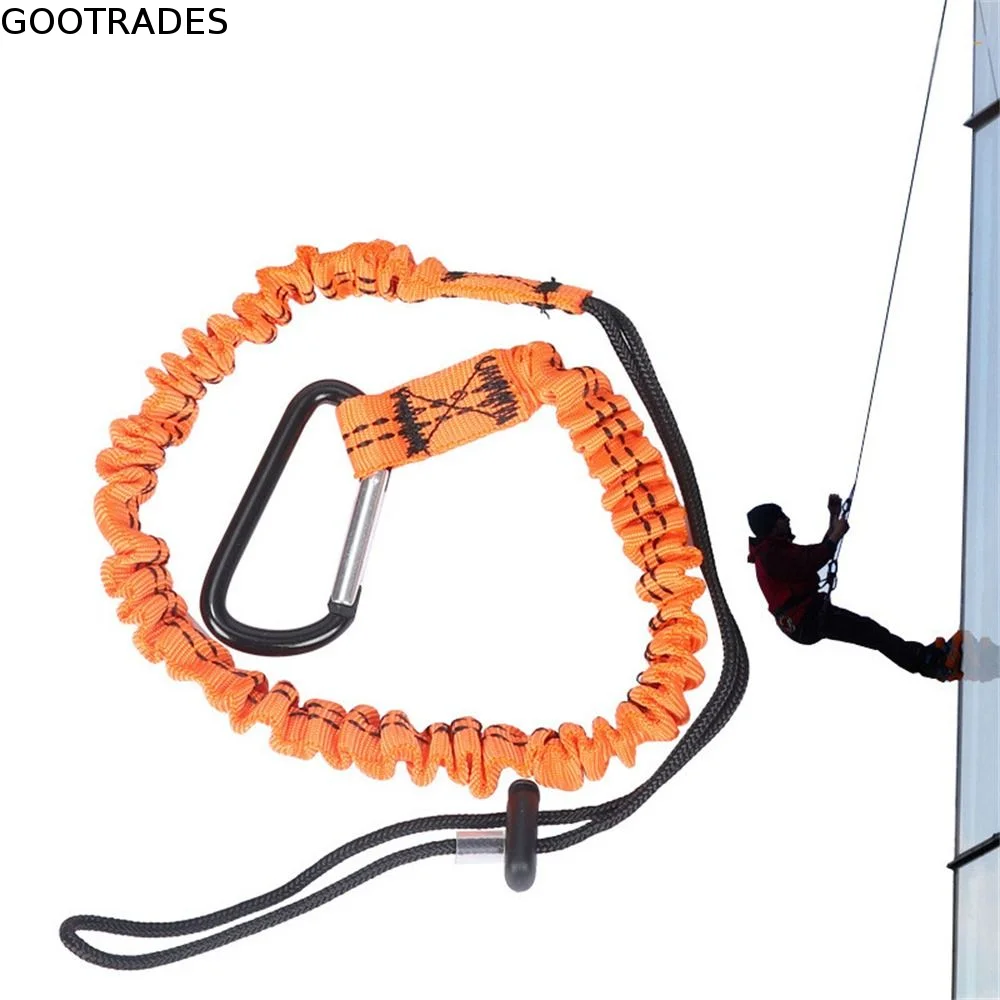 With Carabiner Hook Safety Bungee Tether Anti-Falling Telescopic Tool Safety Rope Climbing Working Aerial Work Tool Lanyard