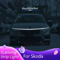 Car LED Hood Light Strip For Skoda Superb 1 2 3 Fabia Octavia Rapid Daytime Running Lights DRL Start Scanning Lamp Accessories