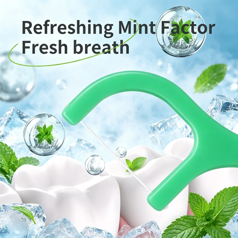 58/180/330PCS Mint Dental Floss Picks Ultra Smooth Fine Thread Disposable Floss Stick Family Pack Interdental Cleaning Oral Care