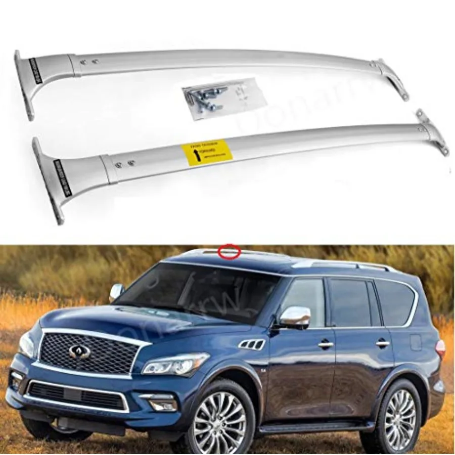 

US Silver Cargo Carrier for Infiniti QX56 QX80 2011-2023 2024 Roof Racks Cross Bar Luggage Rail