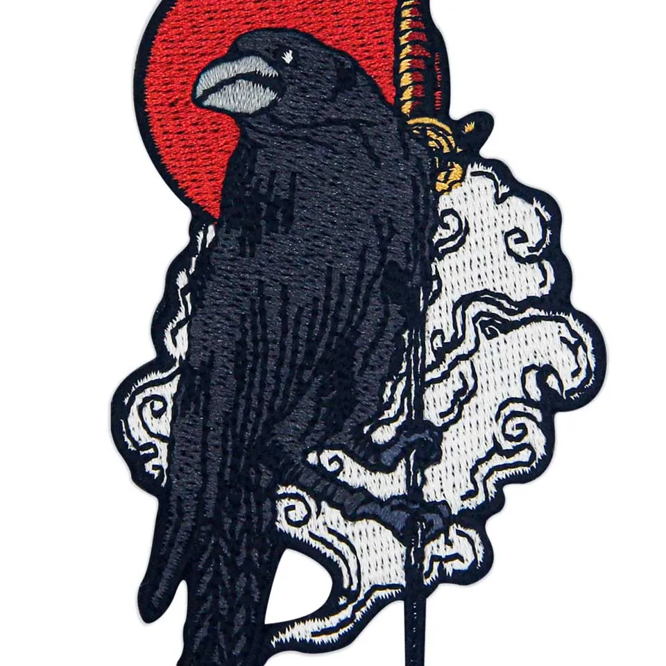 Embird Raven Embroidered Applique Iron on Patch Sew On Emblem