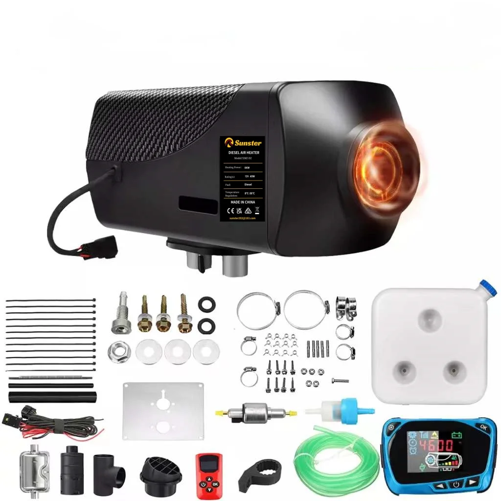 Riscaldatore Sunster 12V per auto Riscaldatore ad aria diesel 8KW con silenziatori Interruttore LCD