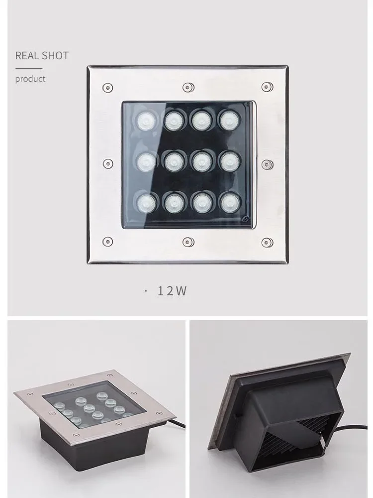 الفولاذ المقاوم للصدأ مربع IP67 مقاوم للماء حديقة LED إضاءة تحت الأرض 3 واط 5 واط 9 واط في الهواء الطلق دفن مسار بقعة راحة صندوق الإضاءة