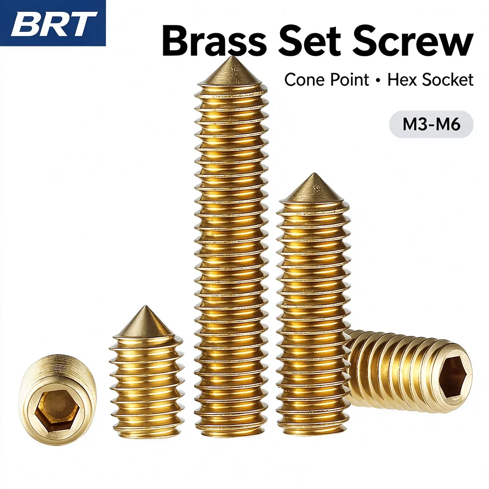 Brass Taper Point Setting Screw Headless Hex Head Screw Machine Wire M3 M4 M5 M6