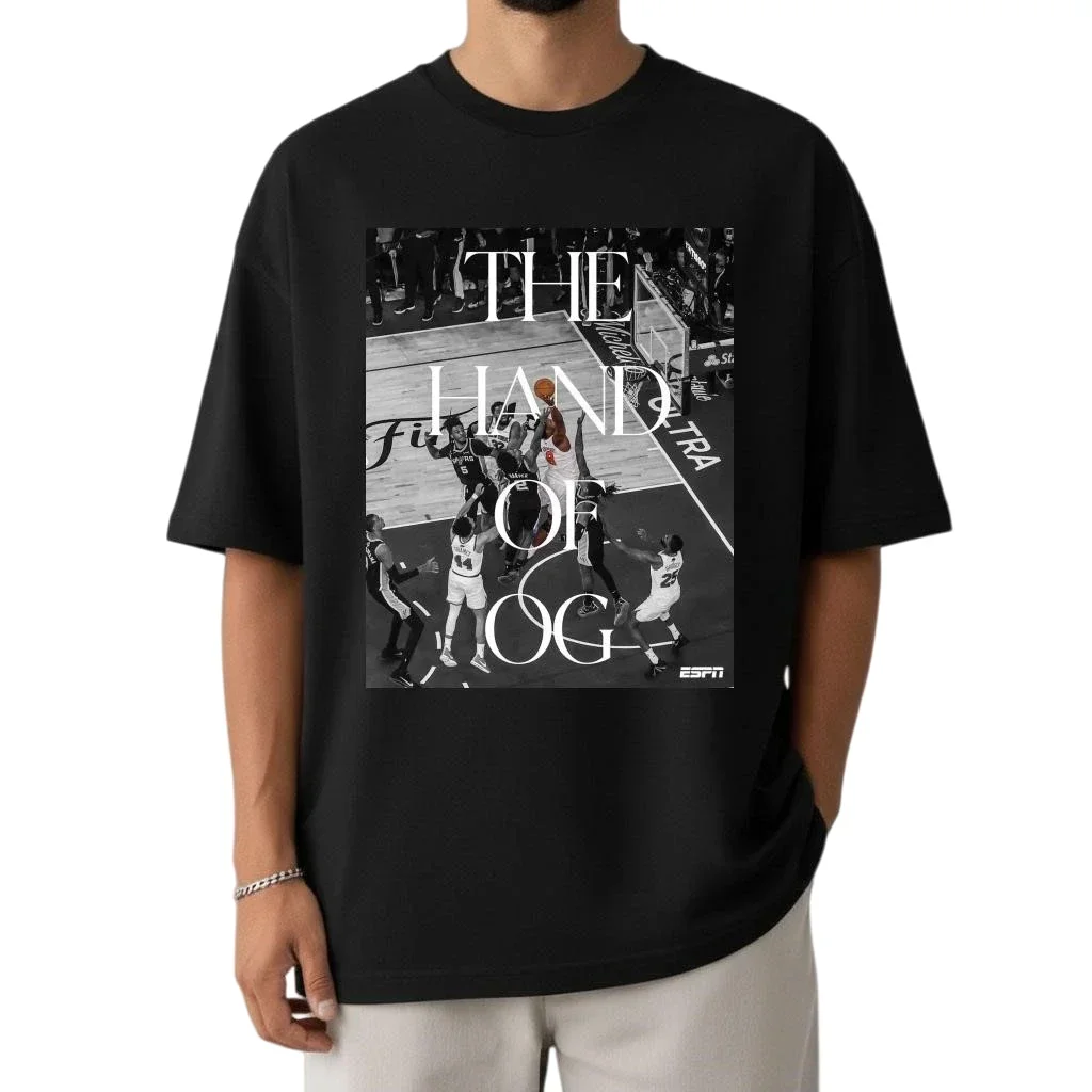 Camiseta Nova 2026 The Hand Of OG Knicks Vs Spurs Para Fãs, Masculina y Femenina, 100% Algodão, Moda Y2K, Gola Redonda, Manga