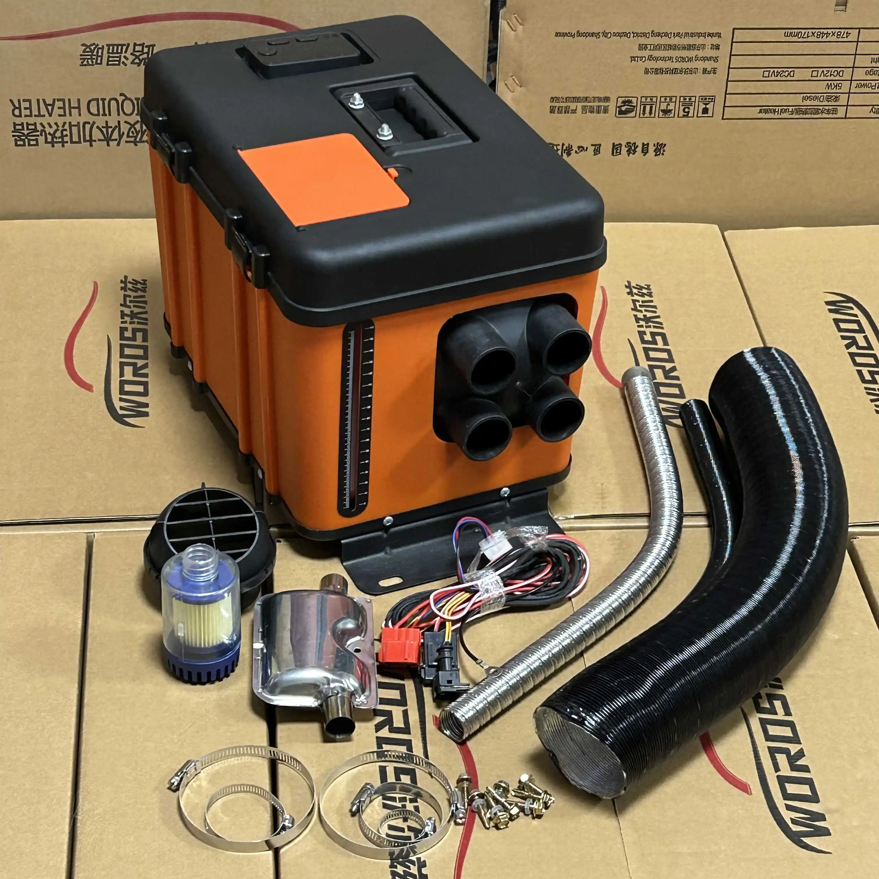 سخان وقوف السيارات بالديزل 12 فولت/24 فولت/220 فولت - تصميم صندوق أدوات الكل في واحد (تدفئة سريعة 5 كيلو وات، مضاد للتجميد، ضوضاء منخفضة، للشاحنات/RVs/الحافلات)