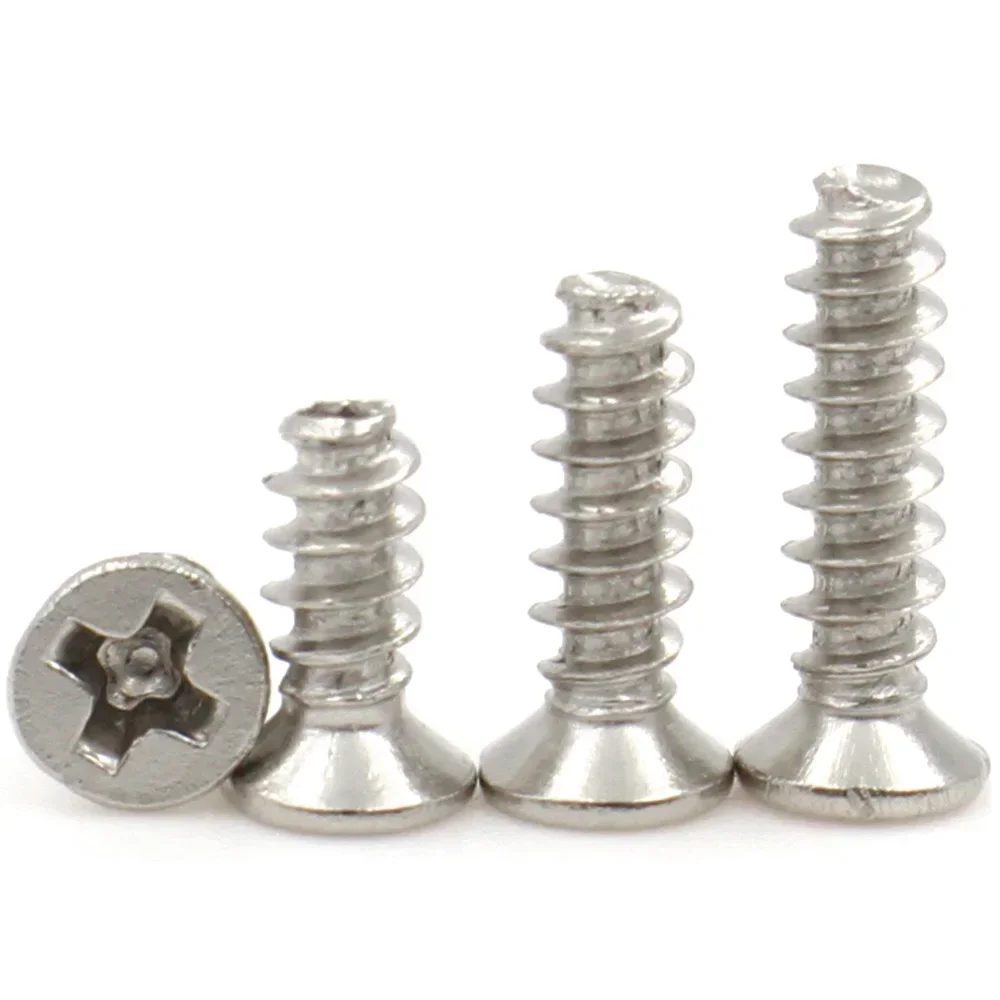 100-500pcs Cross Phillips Flat Recessed Countersunk Head Self-Tapping Screw M1 M1.2 M1.4 M1.7 M2 M3 M4 Flat Tail Screw