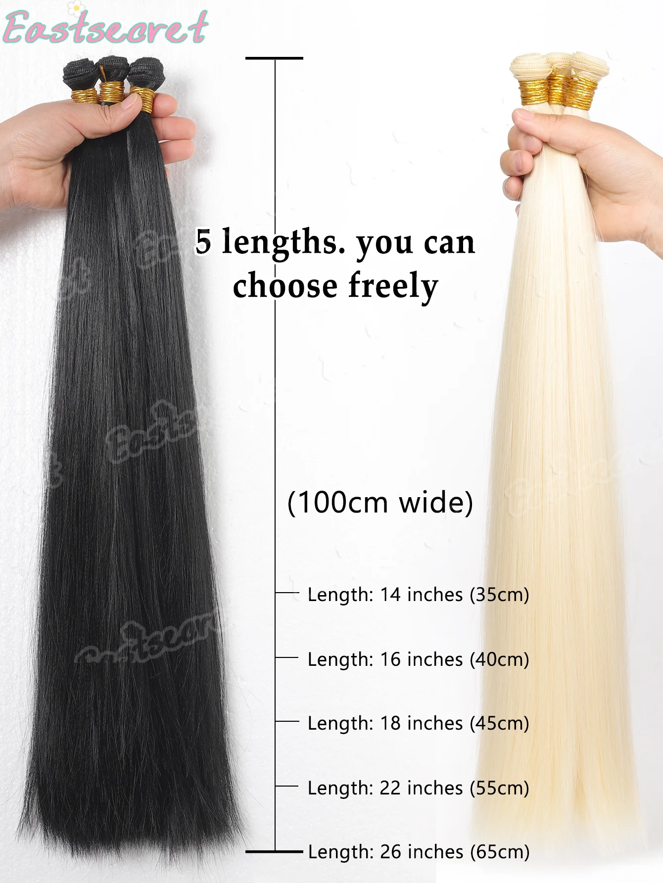 Straight Hair Bundles Extensions Smooth Ombre Synthetic Hair Weaving 14/16/18/22/26Inch Long Synthetic Straight Hair Bundles