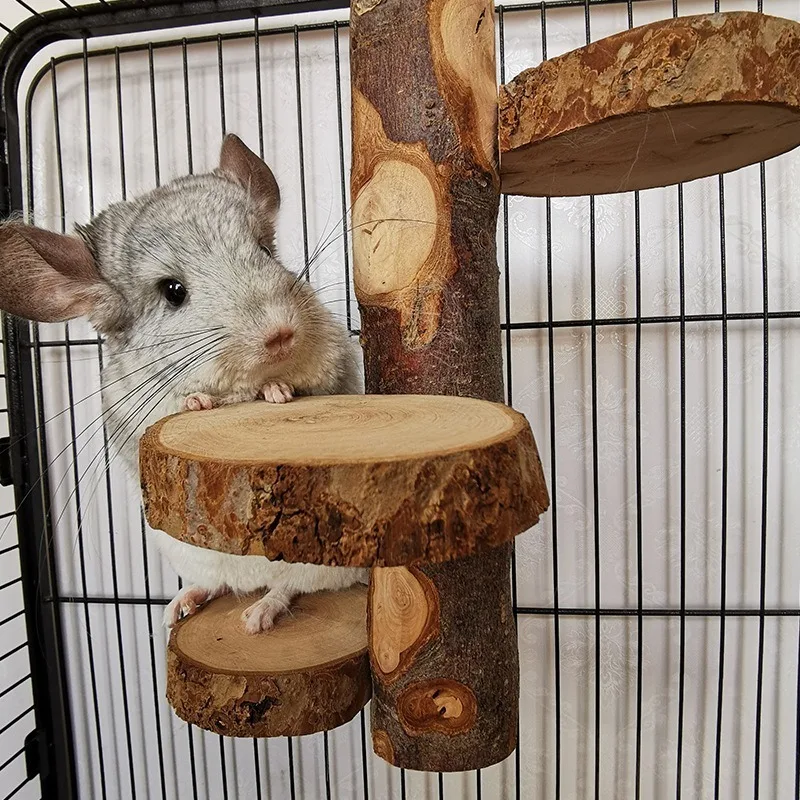 Wooden Rotating Stump Chew Toy Platform Fit For Hamster Budgie Cockatiel Lovebird