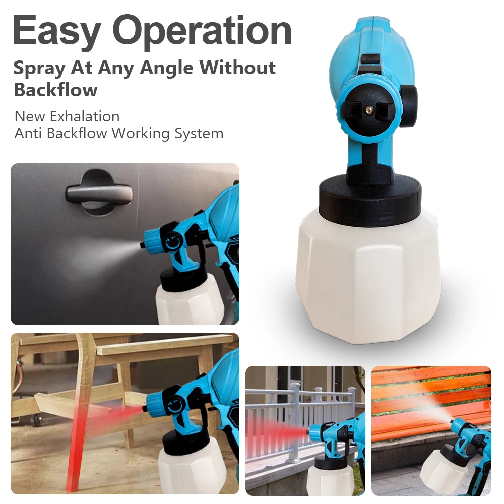 

1000ML Handheld Paint Sprayer Electric Spray Gun with Adjustable Flow Control Multiple Spray Patterns For Wall Furnitures