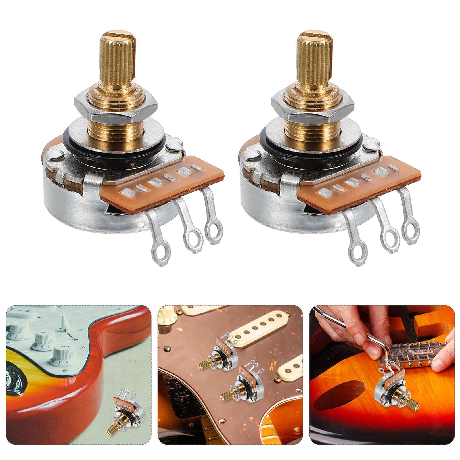 

4pcs Potentiometer Knob 18MM Copper Shaft 24Teeth A500K Volume Tone Precision Smooth Durable Guitar Bass Audio Effect
