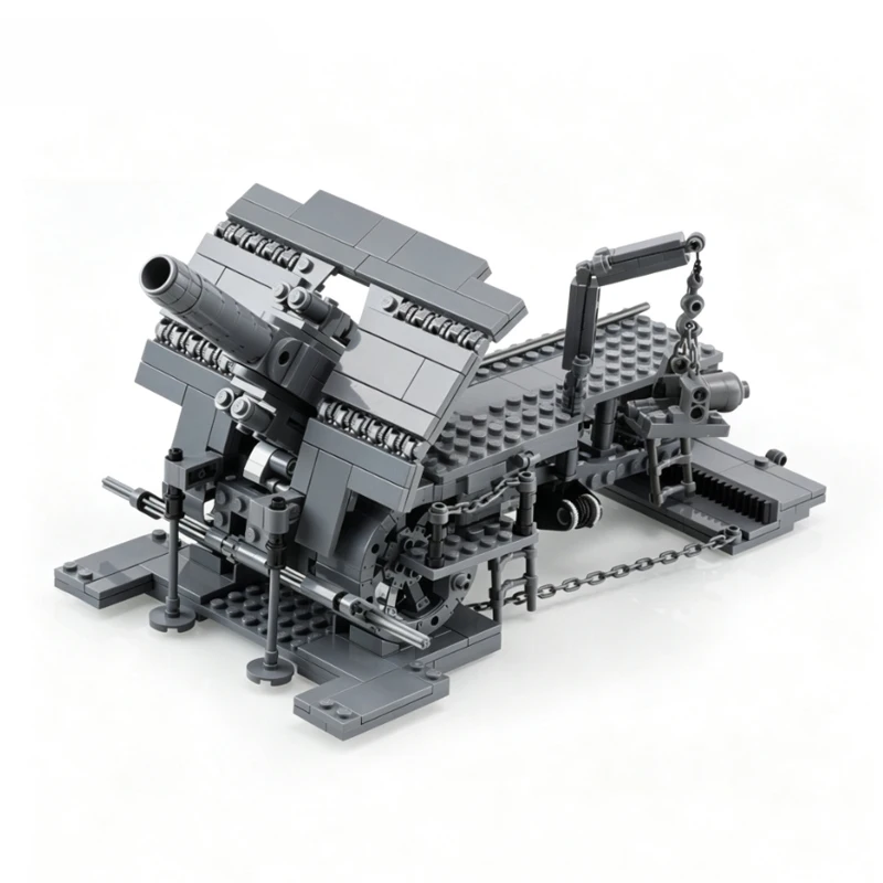 Heavy Siege Mortar Model MOC Building Bricks War Equipment Modular Technology Gifts Holiday Assemble Children Toys Suit