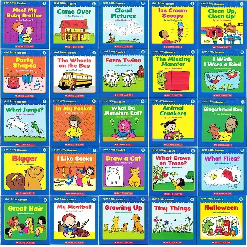 25 books/set, First Little Readers Level B, Children's books aged 3 4 5 6 7 English Reading book, Picture Books HJ-028