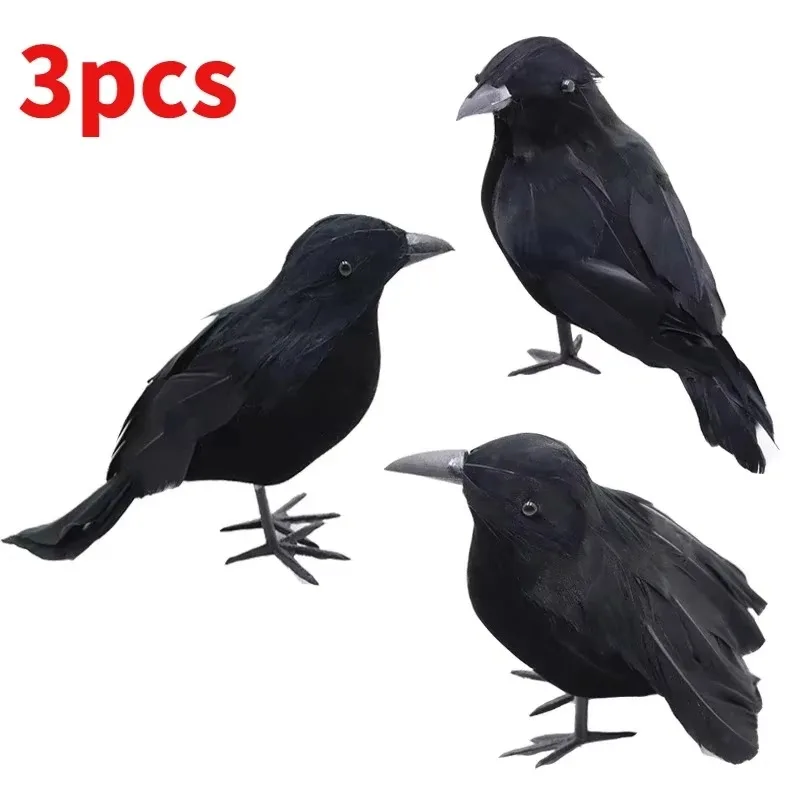 Realistische künstliche Krähen Party Ornament Halloween Dekorationen 2023 Halloween Party Requisiten Horror Krähe Dekoration 6 Stück