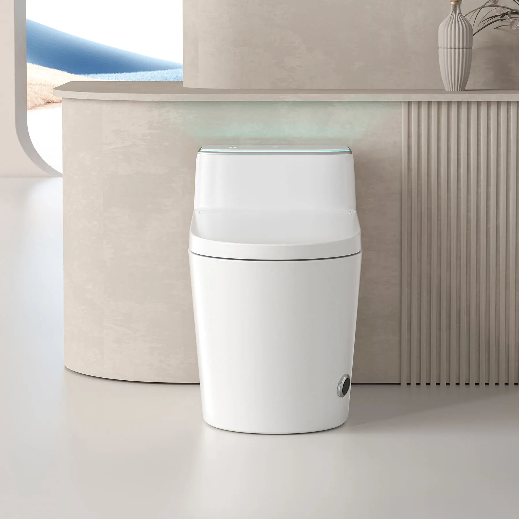 Advanced Remote Control Smart Toilet Seat with Heating Ring Flush Away Feature Elongated Bowl Shape Upgrade Ordinary Toilets