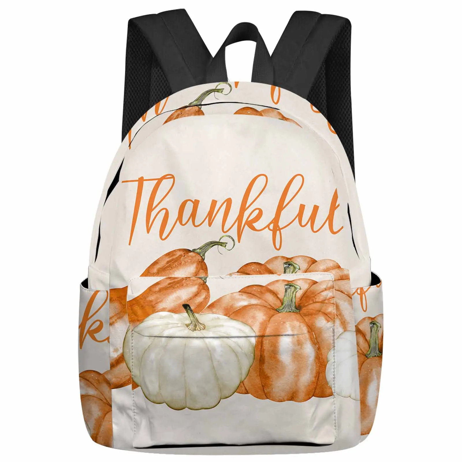 

Autumn Thanksgiving Orange Pumpkin Large Capacity Backpack Men Laptop Bags High School Teen College Girl Student Mochila