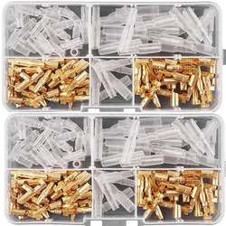 120pcs Crimp Terminals Male Female Fast Butt Bullet Electrical Wire Connectors 3.5mm For Motorcycle with Insulating Sleeve Cover