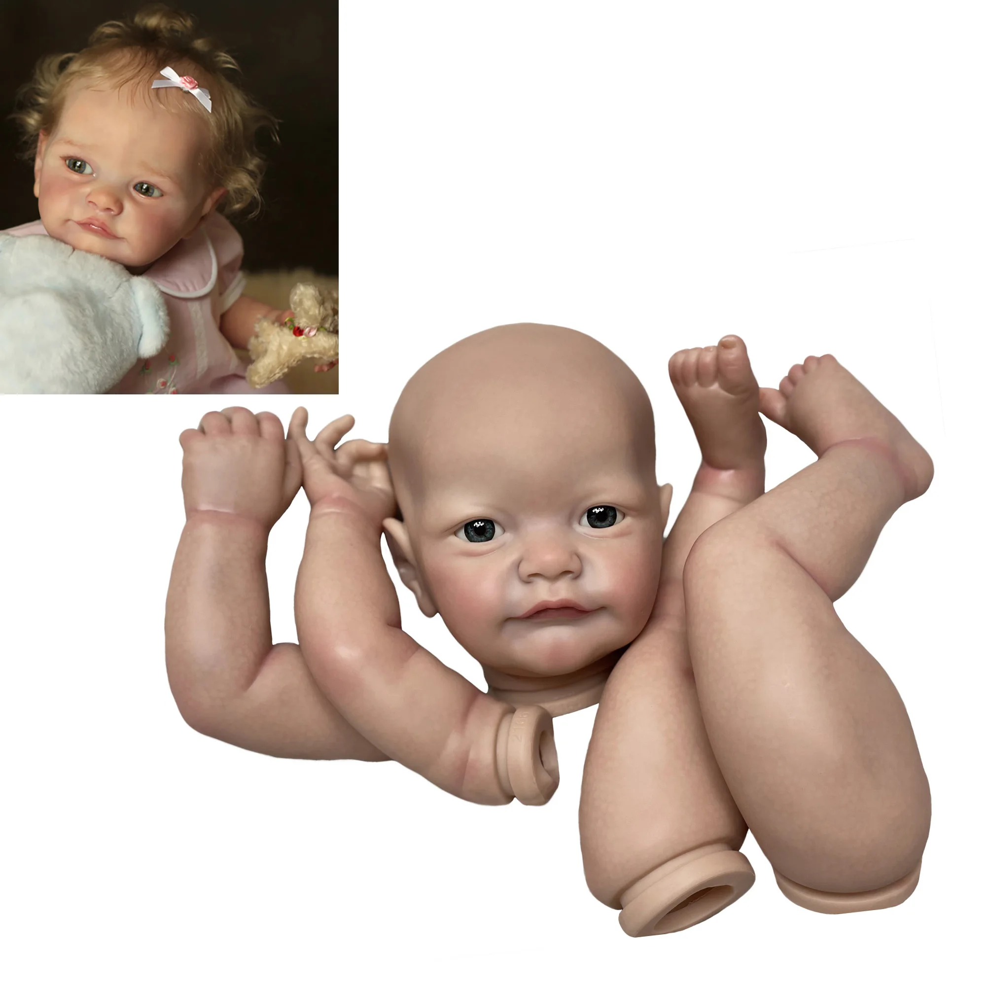 55CM Bebe Reborn Kits Tobiah Handmade Painted Open Eyes Reborn Doll Vinyl Unassembled Kit Toy Boneca Kit Bebé Reborn