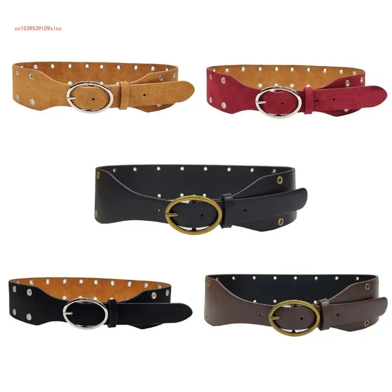 

Women Decorative Belt Popular PU Corset Belt Western Rivet Studded Waistband