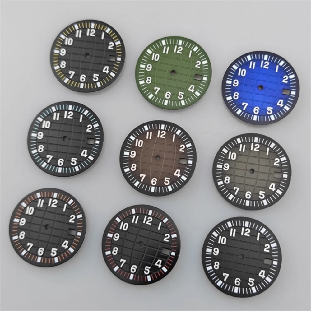 Customized NH35 Watch Dial 32mm Green Luminous Dial Fit For NH35 NH36 7S26 Movement 32mm Watch Surface Face