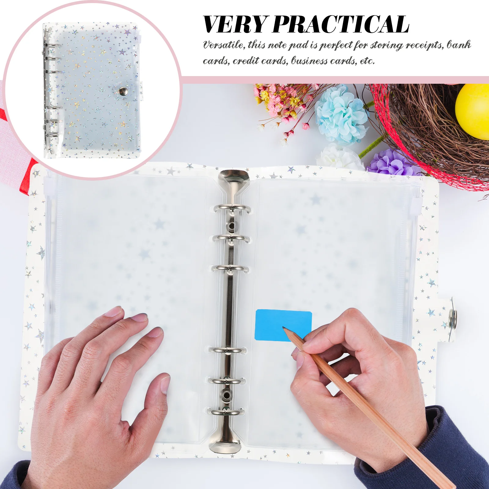 

1 set PVC Binder Ledger Notebook for Budgeting Cash Envelopes Money Organizer Lightweight Perfect for Home Office School
