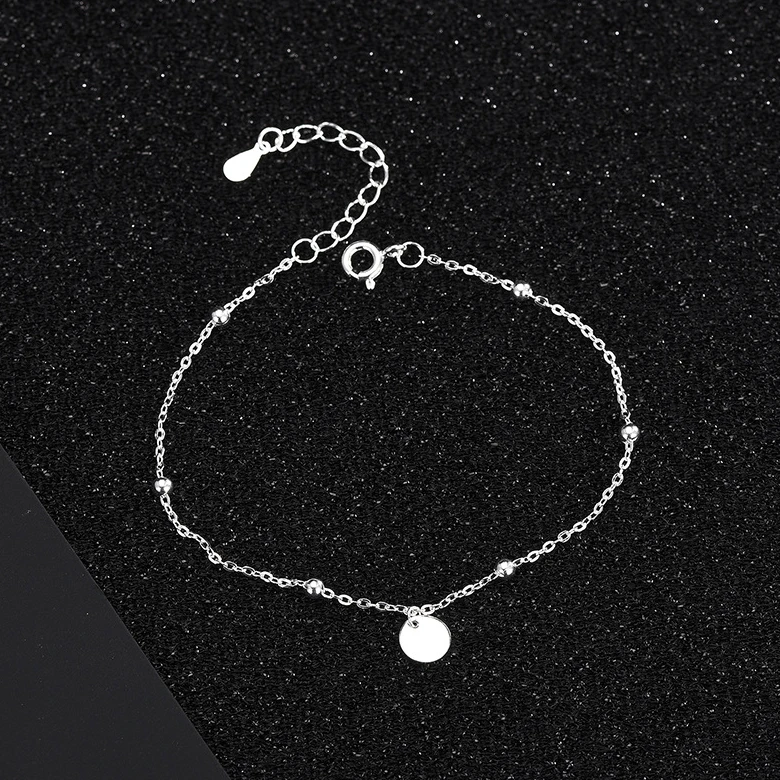 Braccialetti con ciondoli con perline planchet rotonde minimaliste in vero argento sterling 925 per le donne Accessori geometrici di alta gioielleria alla moda