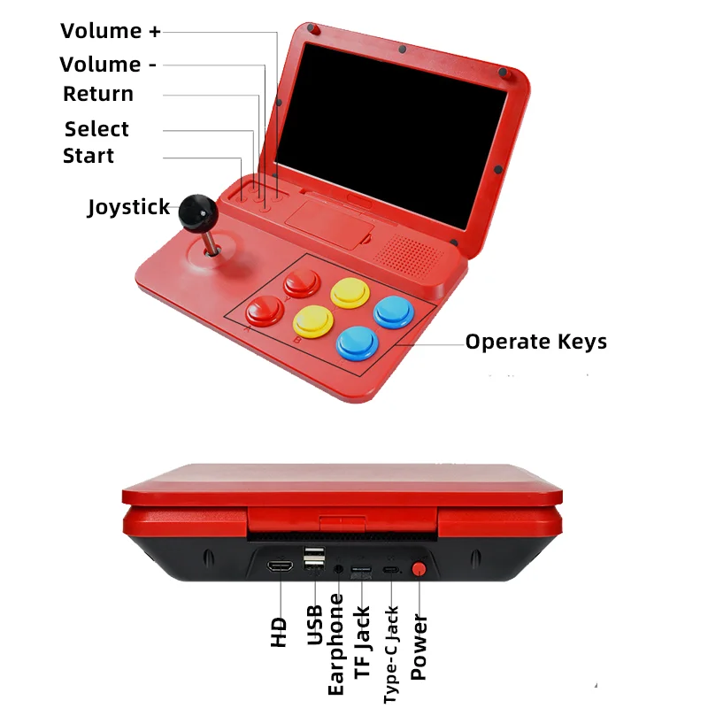 Caixa de jogos de vídeo arcada a13 10 Polegada tela joystick hd saída retro tv game console flip screen fácil realizar