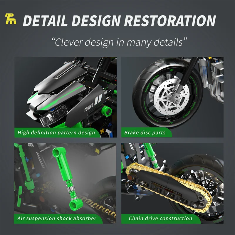 مجموعة مكعبات بناء تجميع قاطرة ثقيلة، نموذج دراجة نارية 1:8، هدية للأولاد والبنات، ألعاب بلاستيكية بتصميم كلاسيكي #3